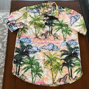 Men's Rebel Minds Shirt XL Funky Tropical Palm trees. Short sleeves button up